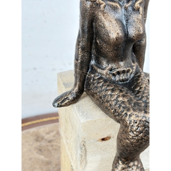 Siedząca Syrenka - Syrena Ryba - Akt - Żeliwna Figura - Żeliwo Ozdoba