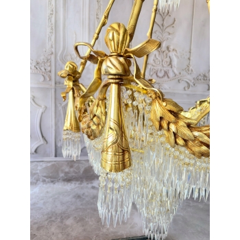 Pałacowy Wiedeński Żyrandol z Brązu + Kryształy 22 żarówki - Lampa 145cm