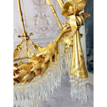 Pałacowy Wiedeński Żyrandol z Brązu + Kryształy 22 żarówki - Lampa 145cm