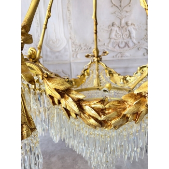 Pałacowy Wiedeński Żyrandol z Brązu + Kryształy 22 żarówki - Lampa 145cm