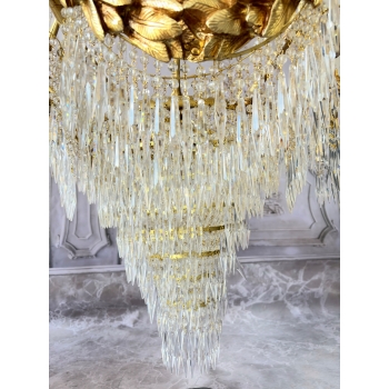 Pałacowy Wiedeński Żyrandol z Brązu + Kryształy 22 żarówki - Lampa 145cm