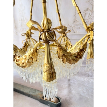 Pałacowy Wiedeński Żyrandol z Brązu + Kryształy 22 żarówki - Lampa 145cm