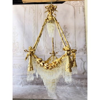 Pałacowy Wiedeński Żyrandol z Brązu + Kryształy 22 żarówki - Lampa 145cm