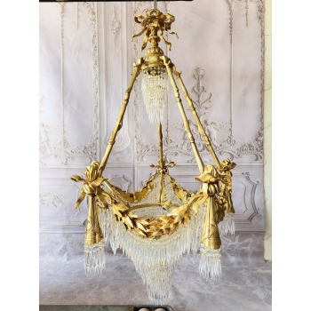 Pałacowy Wiedeński Żyrandol z Brązu + Kryształy 22 żarówki - Lampa 145cm