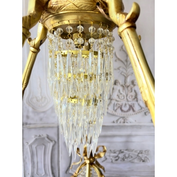 Pałacowy Wiedeński Żyrandol z Brązu + Kryształy 22 żarówki - Lampa 145cm