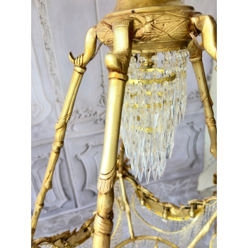 Pałacowy Wiedeński Żyrandol z Brązu + Kryształy 22 żarówki - Lampa 145cm