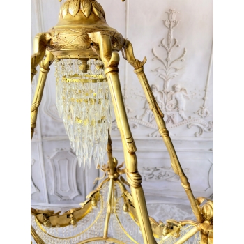 Pałacowy Wiedeński Żyrandol z Brązu + Kryształy 22 żarówki - Lampa 145cm