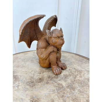 Żeliwna Stara Figura - Przyczajony Gargulec Toskański - Rustykalna Figurka