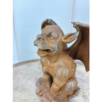 Żeliwna Stara Figura - Przyczajony Gargulec Toskański - Rustykalna Figurka