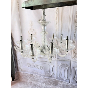 Przezroczysty Pałacowy Szklany Żyrandol - 10 Ramienny - Lampa Sufitowa