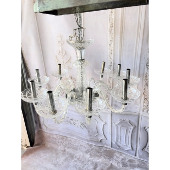 Przezroczysty Pałacowy Szklany Żyrandol - 10 Ramienny - Lampa Sufitowa