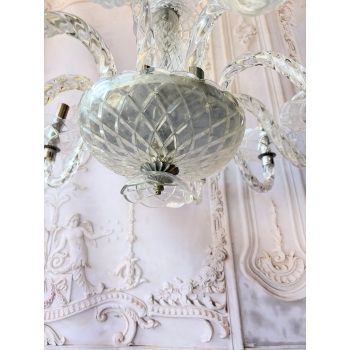Przezroczysty Pałacowy Szklany Żyrandol - Lampa Sufitowa - Uszkodzony
