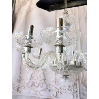 Przezroczysty Pałacowy Szklany Żyrandol - Lampa Sufitowa - Uszkodzony