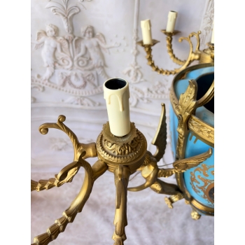 Porcelanowy Żyrandol Pałacowy z Malunkami - Porcelana + Brąz Lampa Sufitowa