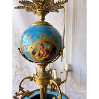 Porcelanowy Żyrandol Pałacowy z Malunkami - Porcelana + Brąz Lampa Sufitowa