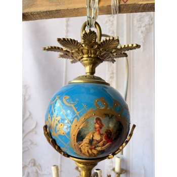 Porcelanowy Żyrandol Pałacowy z Malunkami - Porcelana + Brąz Lampa Sufitowa