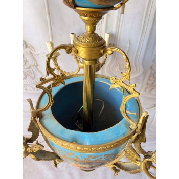 Porcelanowy Żyrandol Pałacowy z Malunkami - Porcelana + Brąz Lampa Sufitowa