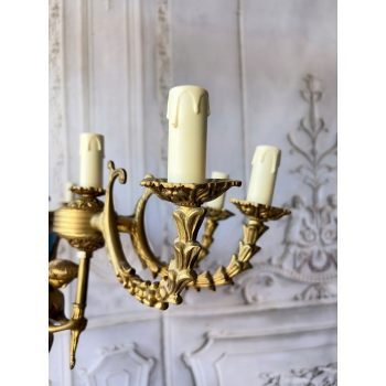 Porcelanowy Żyrandol Pałacowy z Malunkami - Porcelana + Brąz Lampa Sufitowa