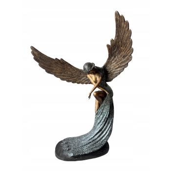 Anielica z Rozłożonymi Skrzydłami - Wielka Figura z Brazu - Aniołek 117cm