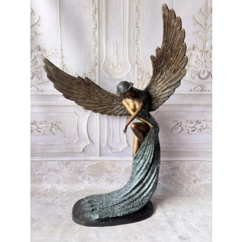 Anielica z Rozłożonymi Skrzydłami - Wielka Figura z Brazu - Aniołek 117cm