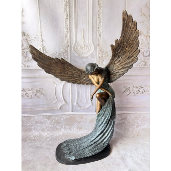 Anielica z Rozłożonymi Skrzydłami - Wielka Figura z Brazu - Aniołek 117cm