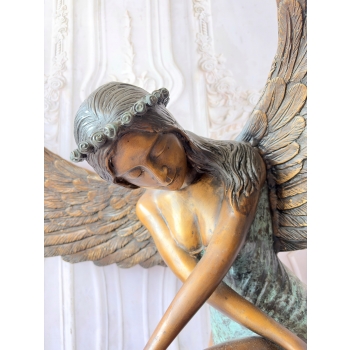 Anielica z Rozłożonymi Skrzydłami - Wielka Figura z Brazu - Aniołek 117cm