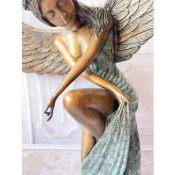 Anielica z Rozłożonymi Skrzydłami - Wielka Figura z Brazu - Aniołek 117cm