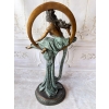 Muza z Kwiatami Figura z Brazu w Stylu Secesja Patyna Dama w Sukni 125cm