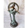 Muza z Kwiatami Figura z Brazu w Stylu Secesja Patyna Dama w Sukni 125cm