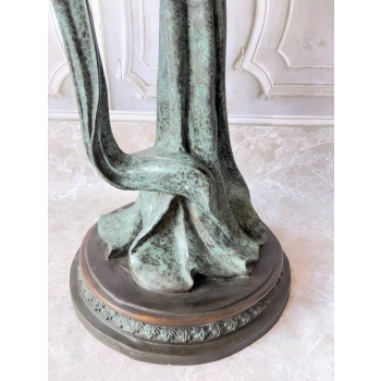Muza z Kwiatami Figura z Brazu w Stylu Secesja Patyna Dama w Sukni 125cm