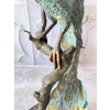 Wielki Kolorowy Paw FONTANNA z Brazu - Figura Dostojnego Pawia 125cm