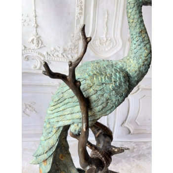 Wielki Kolorowy Paw FONTANNA z Brazu - Figura Dostojnego Pawia 125cm