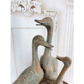 Rodzina Kaczek - 4 Kaczki Kaczka Komplet - Figura z Brązu - Prezent