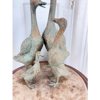 Rodzina Kaczek - 4 Kaczki Kaczka Komplet - Figura z Brązu - Prezent