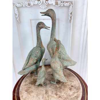 Rodzina Kaczek - 4 Kaczki Kaczka Komplet - Figura z Brązu - Prezent