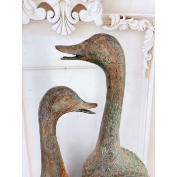 Rodzina Kaczek - 4 Kaczki Kaczka Komplet - Figura z Brązu - Prezent