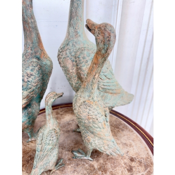 Rodzina Kaczek - 4 Kaczki Kaczka Komplet - Figura z Brązu - Prezent