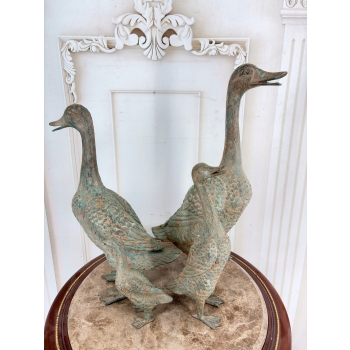 Rodzina Kaczek - 4 Kaczki Kaczka Komplet - Figura z Brązu - Prezent