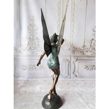 Calineczka z Brązu Elf - Stojaca Dziewczynka Wróżka - Figura z Brązu 150cm