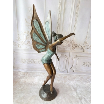 Calineczka z Brązu Elf - Stojaca Dziewczynka Wróżka - Figura z Brązu 150cm