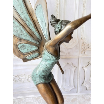 Calineczka z Brązu Elf - Stojaca Dziewczynka Wróżka - Figura z Brązu 150cm