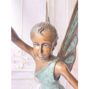 Calineczka z Brązu Elf - Stojaca Dziewczynka Wróżka - Figura z Brązu 150cm