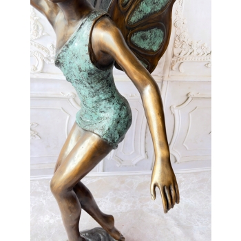 Calineczka z Brązu Elf - Stojaca Dziewczynka Wróżka - Figura z Brązu 150cm