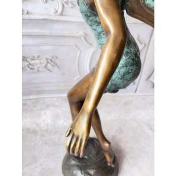 Calineczka z Brązu Elf - Stojaca Dziewczynka Wróżka - Figura z Brązu 150cm
