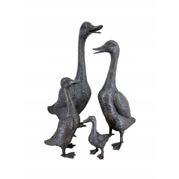 Rodzina Kaczek - 4 Kaczki Kaczka Komplet - Figura z Brązu - Prezent