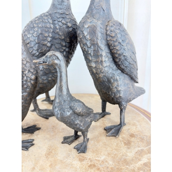 Rodzina Kaczek - 4 Kaczki Kaczka Komplet - Figura z Brązu - Prezent