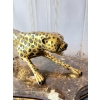 Duży Przyczajony Złoty Gepard Tygrys KOT Figura z Brązu Cętki Piękny 110cm