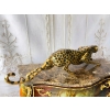 Duży Przyczajony Złoty Gepard Tygrys KOT Figura z Brązu Cętki Piękny 110cm