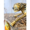 Duży Przyczajony Złoty Gepard Tygrys KOT Figura z Brązu Cętki Piękny 110cm
