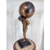 Atlas z Globusem Figura z Brązu Duża Ciężka Rzeźba Mitologiczna